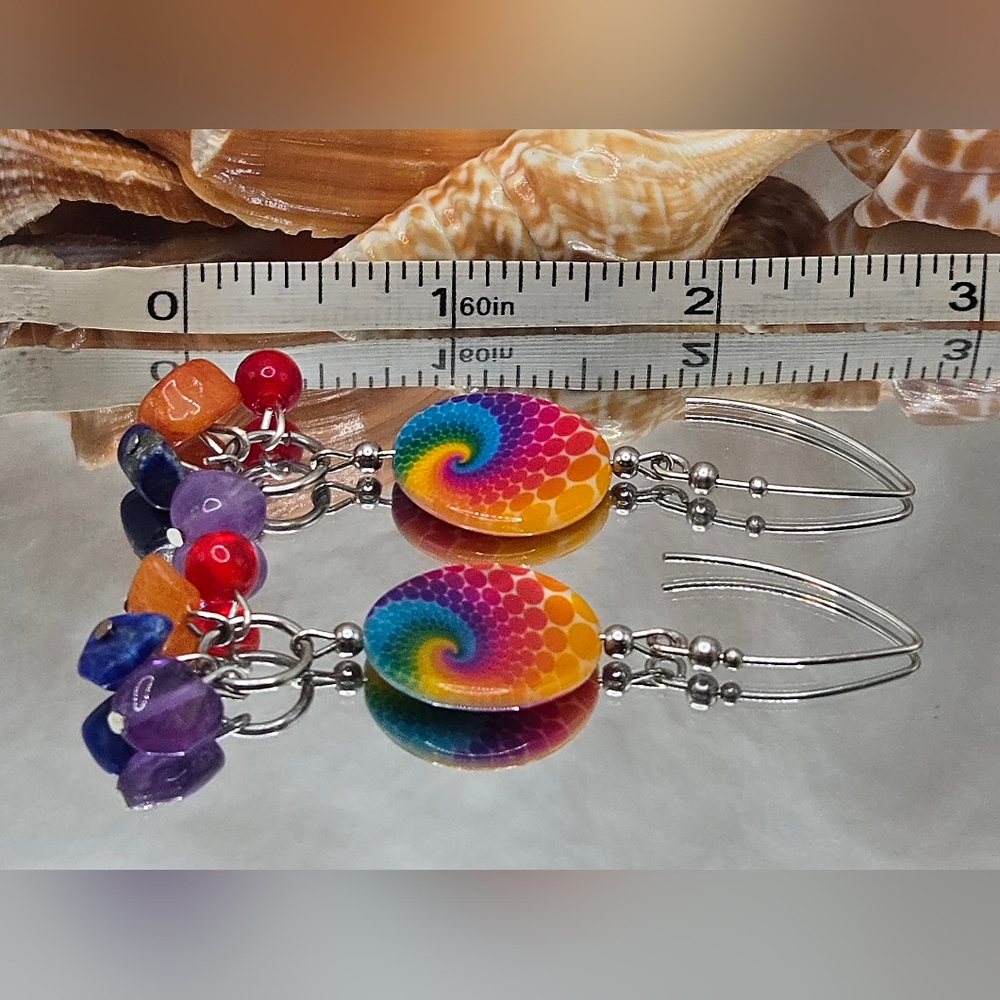 Colorful Swirl Dangle Earrings - Picture 4 of 5